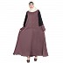 Designer abaya with double sleeves- Plum brown and black